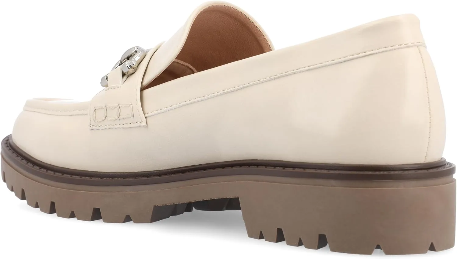 Journee Womens Jessamey Flat Loafer Hardware Detail 4 mm Comfort System Insole Faux Leather