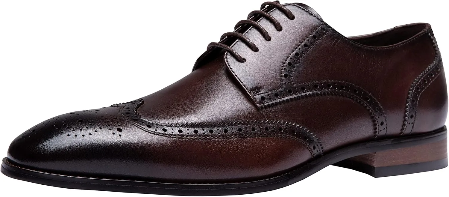 Jousen Men's Dress Shoes Leather Classic Formal Mens Oxfords Retro Derby Oxford
