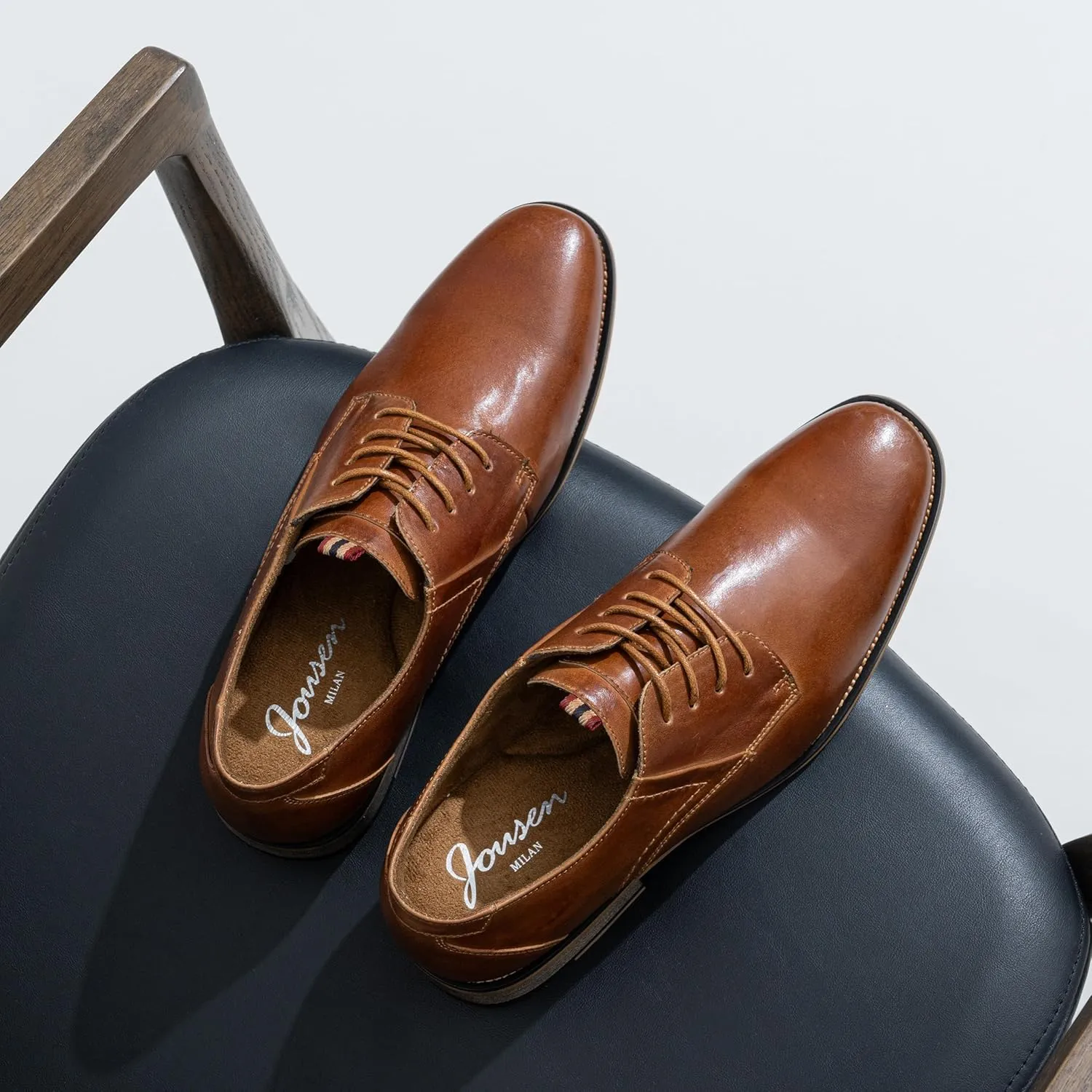 Jousen Men's Dress Shoes Leather Classic Formal Mens Oxfords Retro Derby Oxford