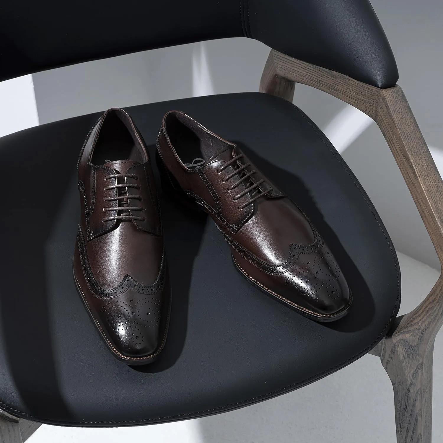 Jousen Men's Dress Shoes Leather Classic Formal Mens Oxfords Retro Derby Oxford