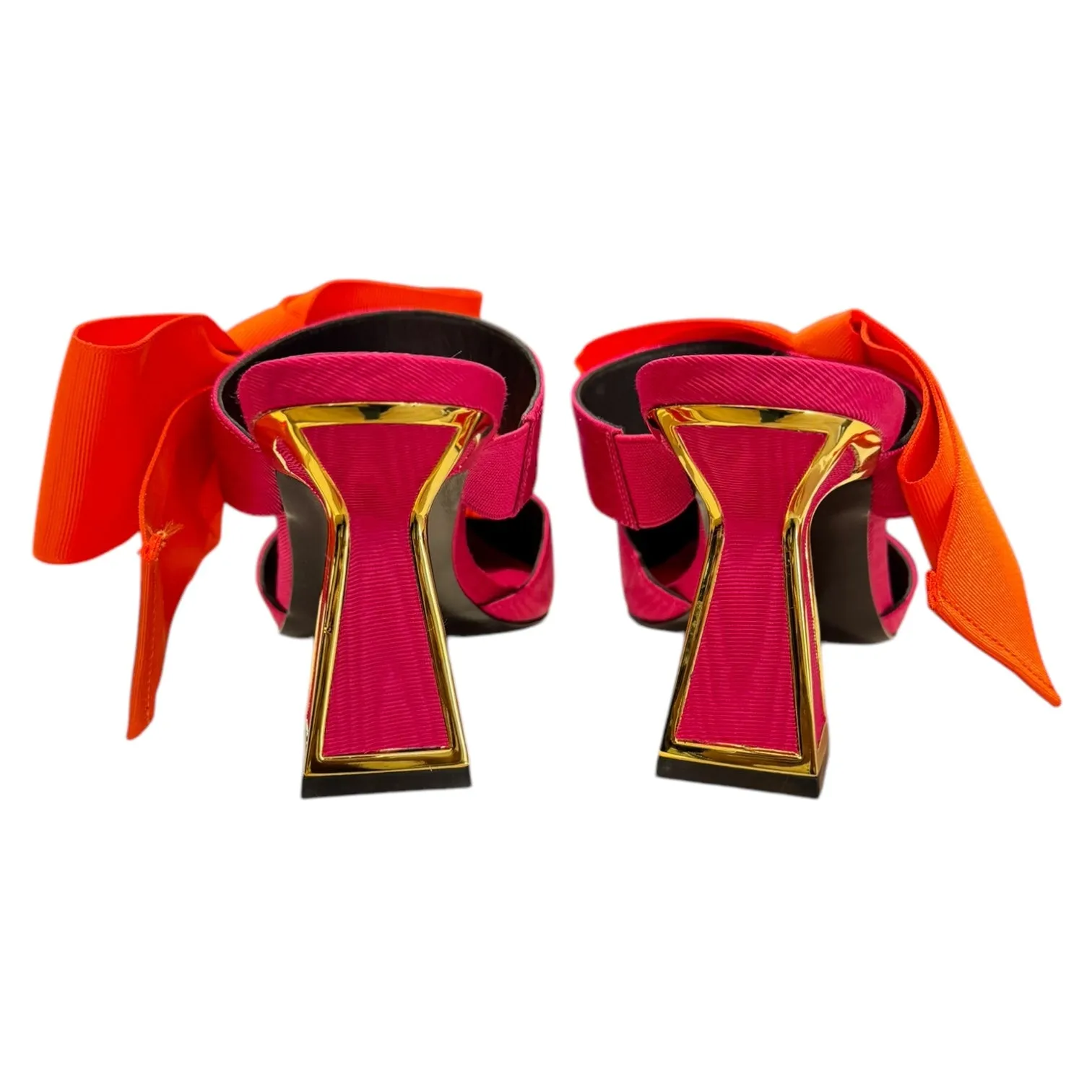 Kat Maconie Pink and Orange Bow Mule Heels - 7 - NEW