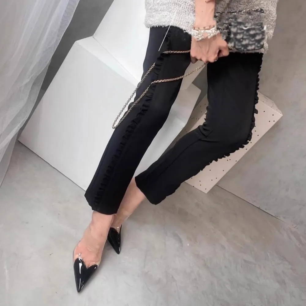 keleimusi Clear Heart Heeled Mules Transparent PVC Pointed Toe Mule Pumps Backless Slip On Clear Heeled Sandals Party Prom Dress High Heel Mules