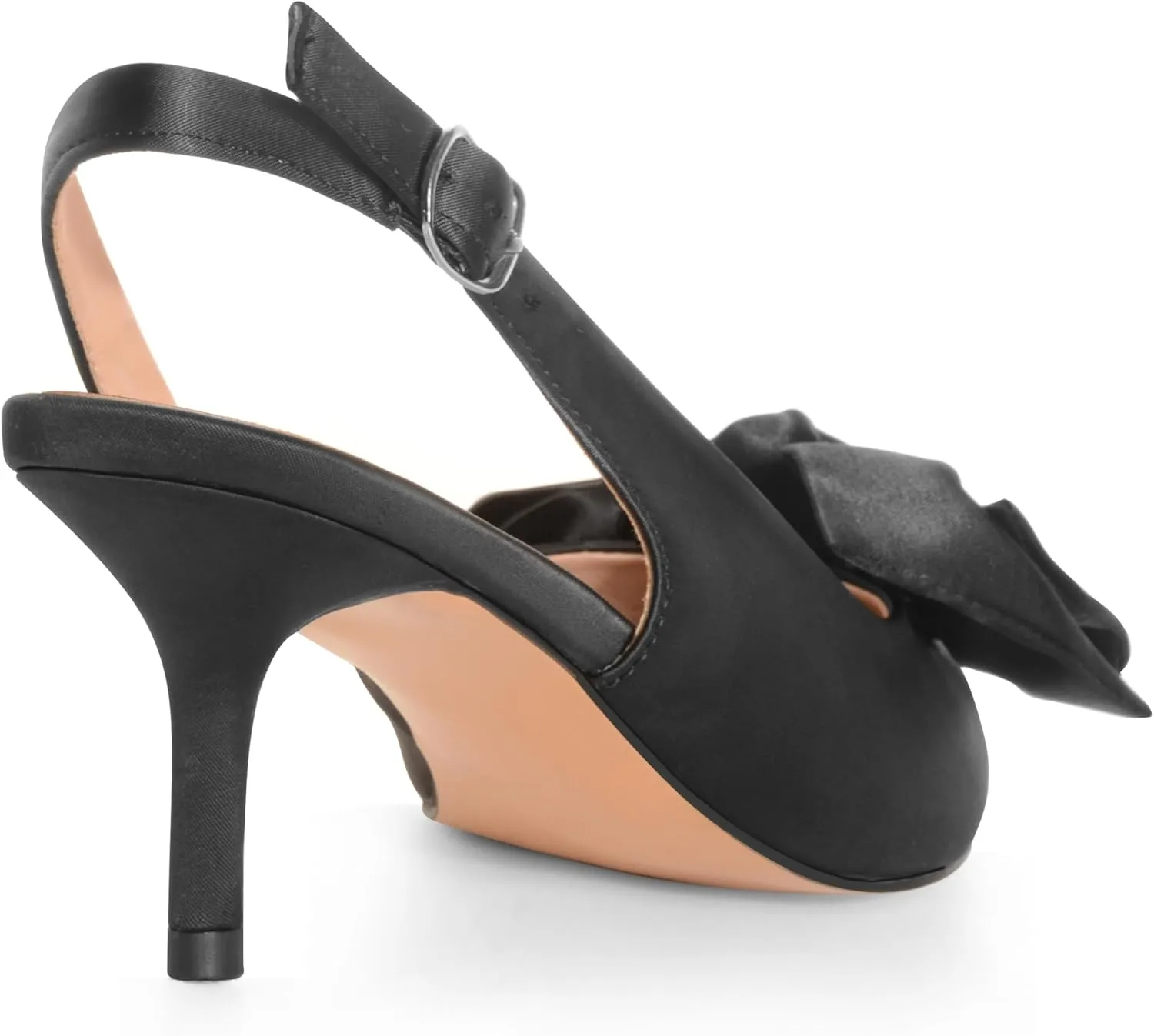 Kitten Heels for Women Closed Toe Bow Heels Shoes Pointed Toe Sling back Bow Heels