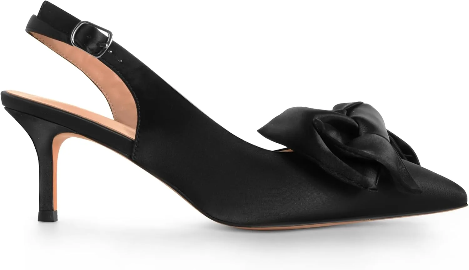 Kitten Heels for Women Closed Toe Bow Heels Shoes Pointed Toe Sling back Bow Heels