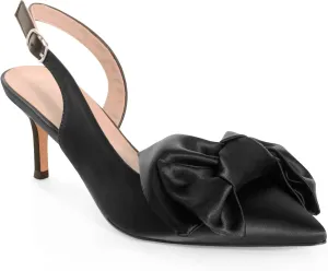 Kitten Heels for Women Closed Toe Bow Heels Shoes Pointed Toe Sling back Bow Heels