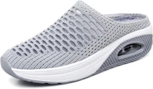 Kubbon Orthopedic Mule Clogs for Women Backless Walking Sneakers Stretch Knitted Platform Closed Round Toe Shoes Slip On Shoes Breathable Slippers with Arch Support