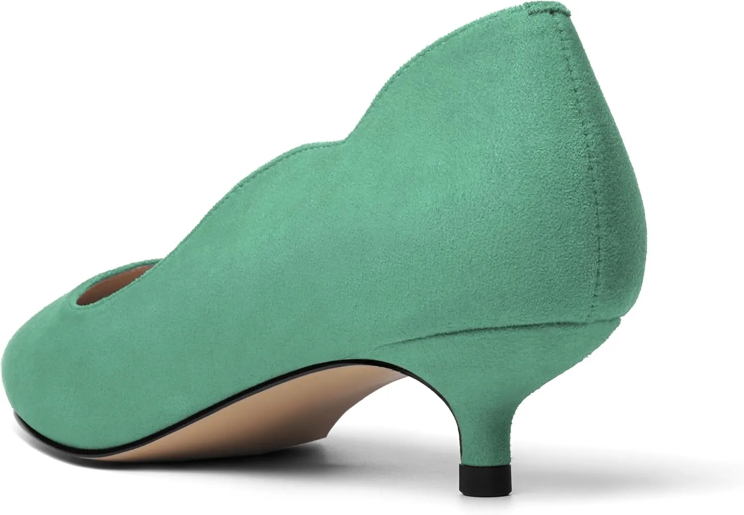 KUOARN Womens Slip On Solid Suede Dress Pointed Toe Work Kitten Low Heel Pumps Shoes 1.5 Inch