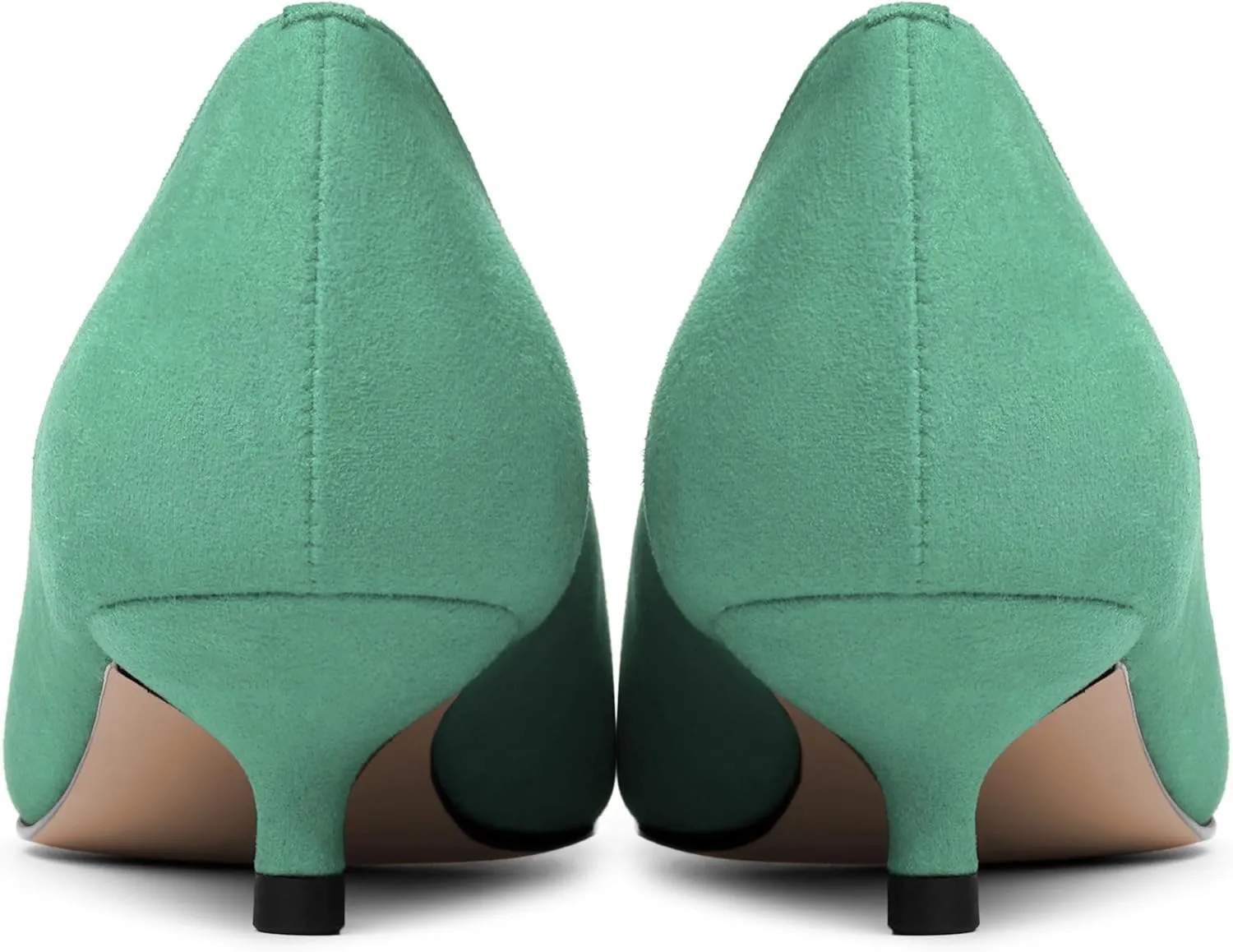 KUOARN Womens Slip On Solid Suede Dress Pointed Toe Work Kitten Low Heel Pumps Shoes 1.5 Inch
