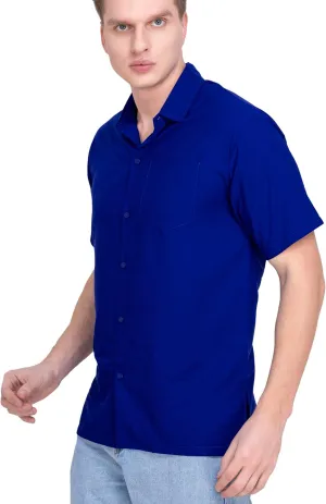 LA LEELA Mens Short Sleeve Button Down Casual Shirts Beach Summer Solid Work Shirt Vacation Camp Collared Shirts for Men