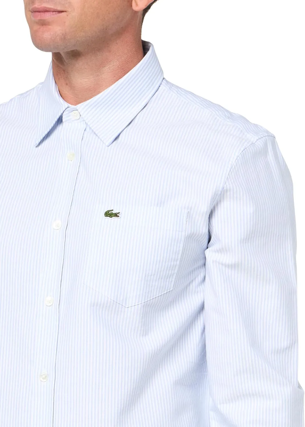 Lacoste Men's Striped Oxford Cotton Shirt with Pocket