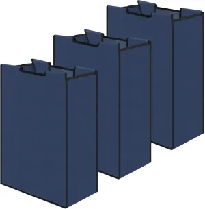 Laundry Sorter Replacement Bags Hamper Cart Removable Replacement Laundry Storage Organizer Bag Hamper Liner, No Hooks 14.76 x 8.66 x 21.65 Inch(Dark Blue,3 Pcs)