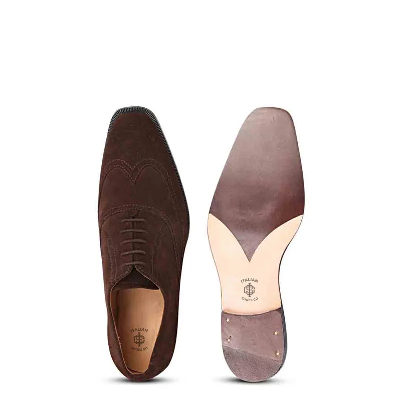 Leather Square Toe Lace Up Wingtip Oxford Shoes