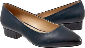 LEHOOR Women Low Chunky Block Heel Pumps Pointed Toe Slip On Flats Shoes Comfort 1.5 Inch Thick Heels Pointy Closed Toe Dress Sandals Suede Patent Office Work Pump Ladies Basic Classic Retro 4-11 M US