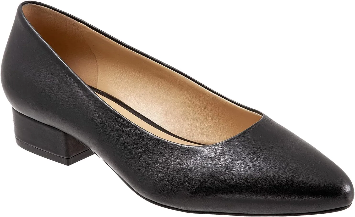 LEHOOR Women Low Chunky Block Heel Pumps Pointed Toe Slip On Flats Shoes Comfort 1.5 Inch Thick Heels Pointy Closed Toe Dress Sandals Suede Patent Office Work Pump Ladies Basic Classic Retro 4-11 M US