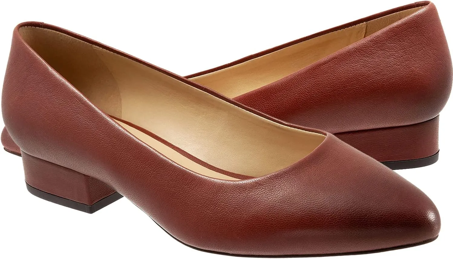 LEHOOR Women Low Chunky Block Heel Pumps Pointed Toe Slip On Flats Shoes Comfort 1.5 Inch Thick Heels Pointy Closed Toe Dress Sandals Suede Patent Office Work Pump Ladies Basic Classic Retro 4-11 M US