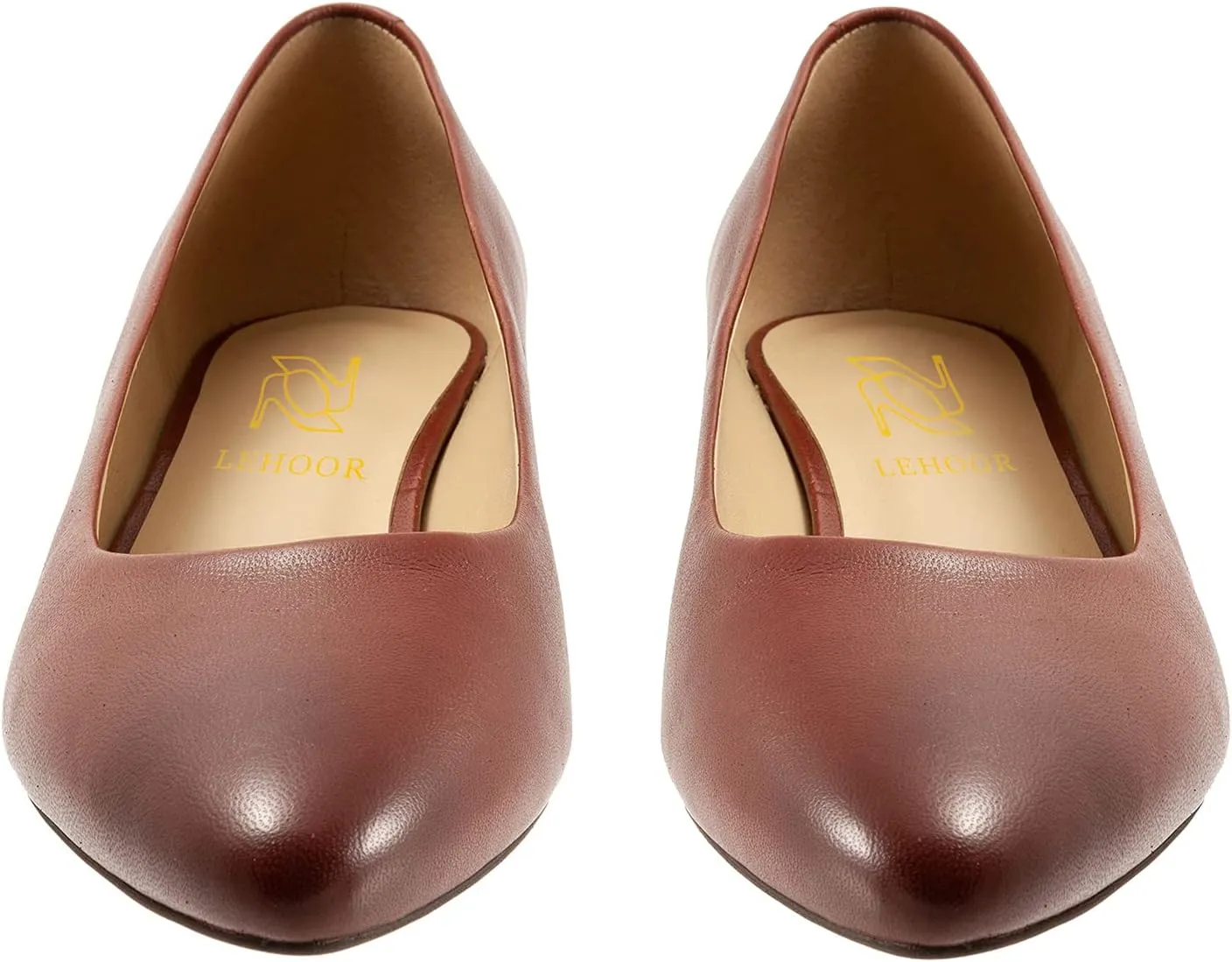 LEHOOR Women Low Chunky Block Heel Pumps Pointed Toe Slip On Flats Shoes Comfort 1.5 Inch Thick Heels Pointy Closed Toe Dress Sandals Suede Patent Office Work Pump Ladies Basic Classic Retro 4-11 M US
