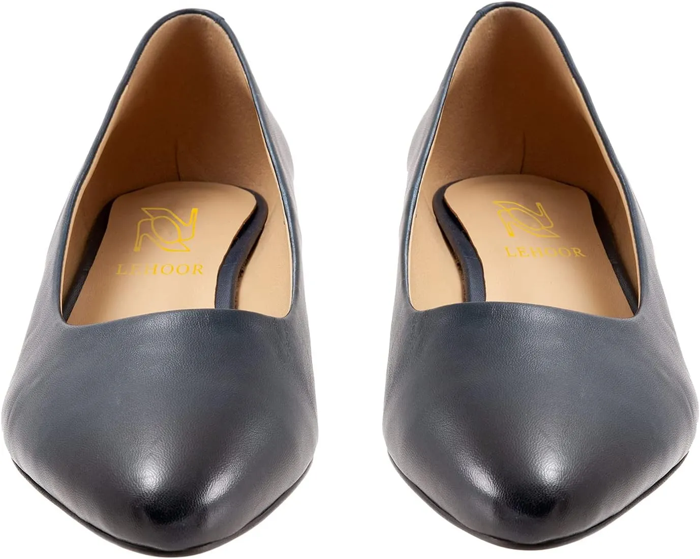 LEHOOR Women Low Chunky Block Heel Pumps Pointed Toe Slip On Flats Shoes Comfort 1.5 Inch Thick Heels Pointy Closed Toe Dress Sandals Suede Patent Office Work Pump Ladies Basic Classic Retro 4-11 M US