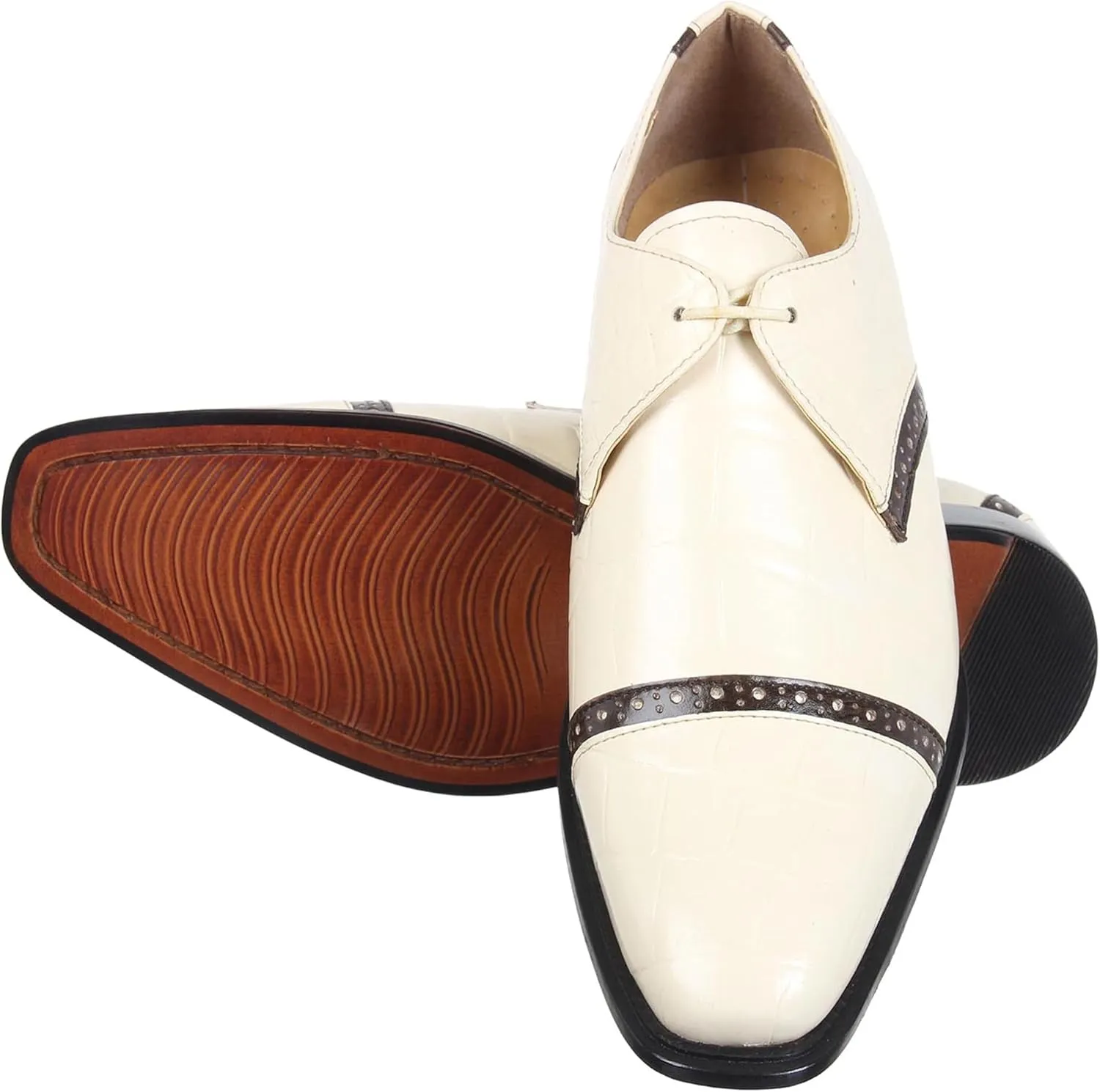 LIBERTYZENO Mens Wingtip Brogue Genuine Leather Adults Lace Up Oxford Dress Shoes for Easter Gift LS-1105
