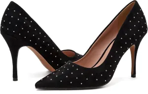 Linea Paolo - Pamila - Womens Suede High Stiletto Pumps with Golden Micro Studs