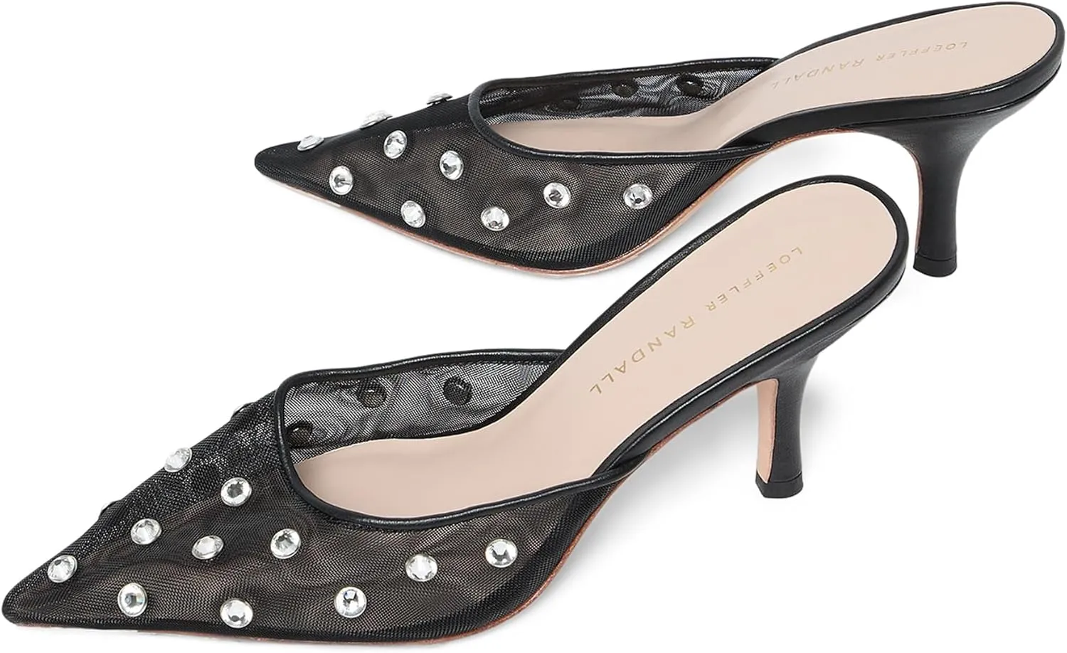 Loeffler Randall Women's Paloma Mesh Mid-Heel Closed Toe Mule with Crystal Embellishment