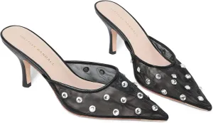 Loeffler Randall Women's Paloma Mesh Mid-Heel Closed Toe Mule with Crystal Embellishment