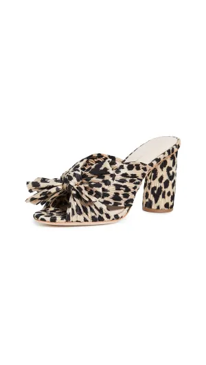 Loeffler Randall Women's Penny Pleated Bow Sandals, Leopard, Print, Tan, 10.5 Medium US