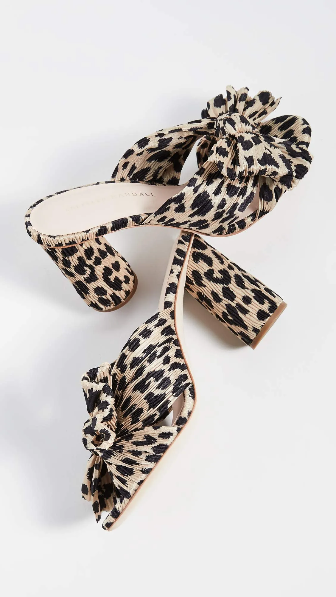 Loeffler Randall Women's Penny Pleated Bow Sandals, Leopard, Print, Tan, 10.5 Medium US