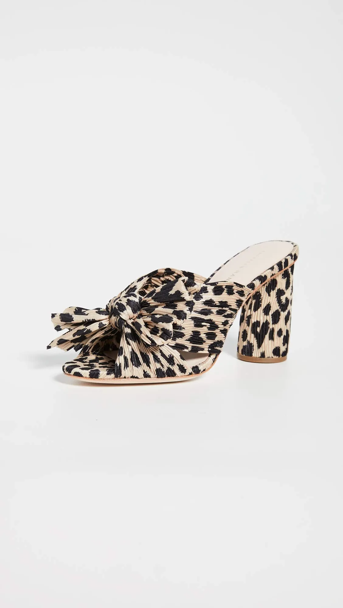 Loeffler Randall Women's Penny Pleated Bow Sandals, Leopard, Print, Tan, 10.5 Medium US