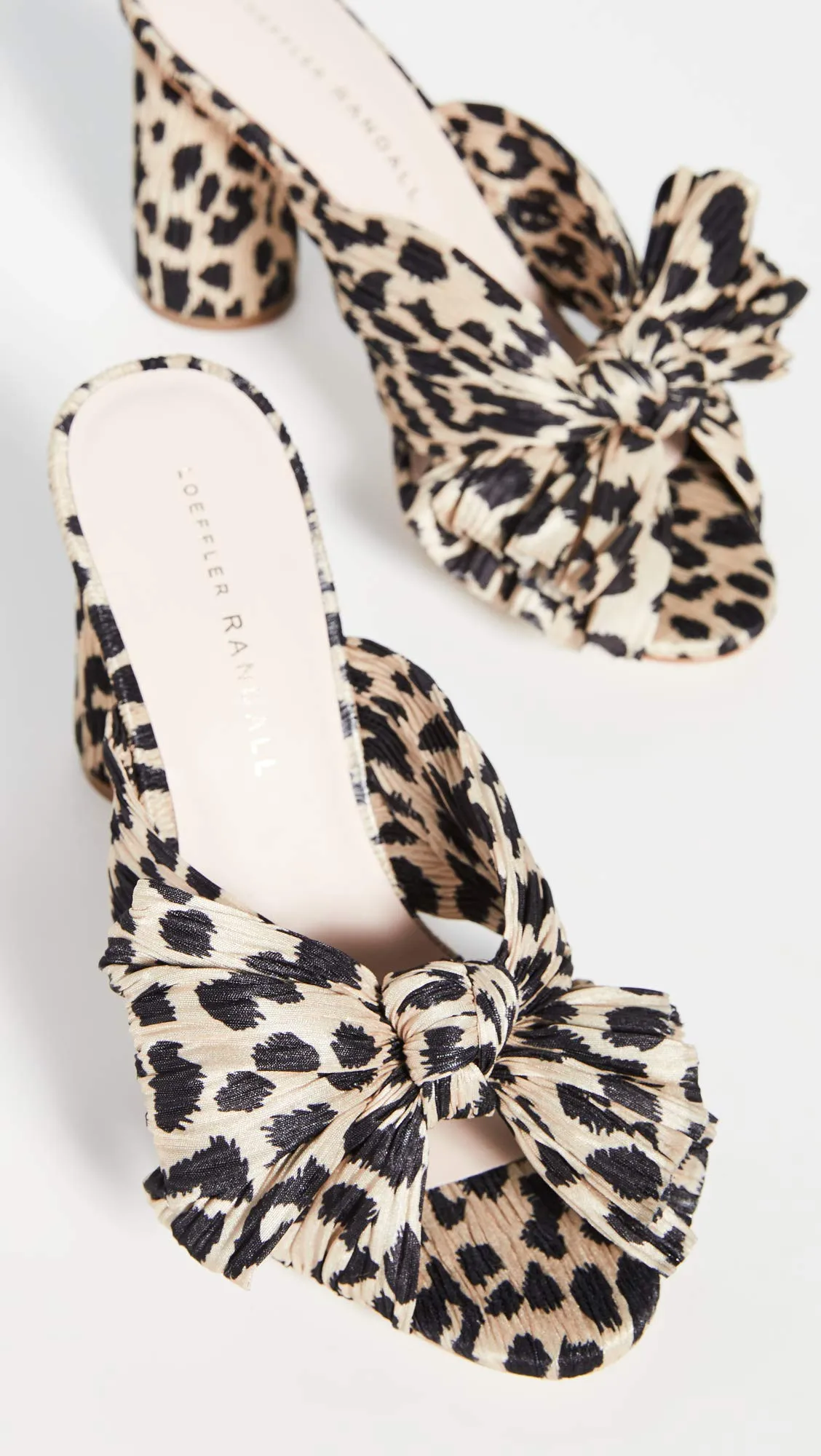 Loeffler Randall Women's Penny Pleated Bow Sandals, Leopard, Print, Tan, 10.5 Medium US