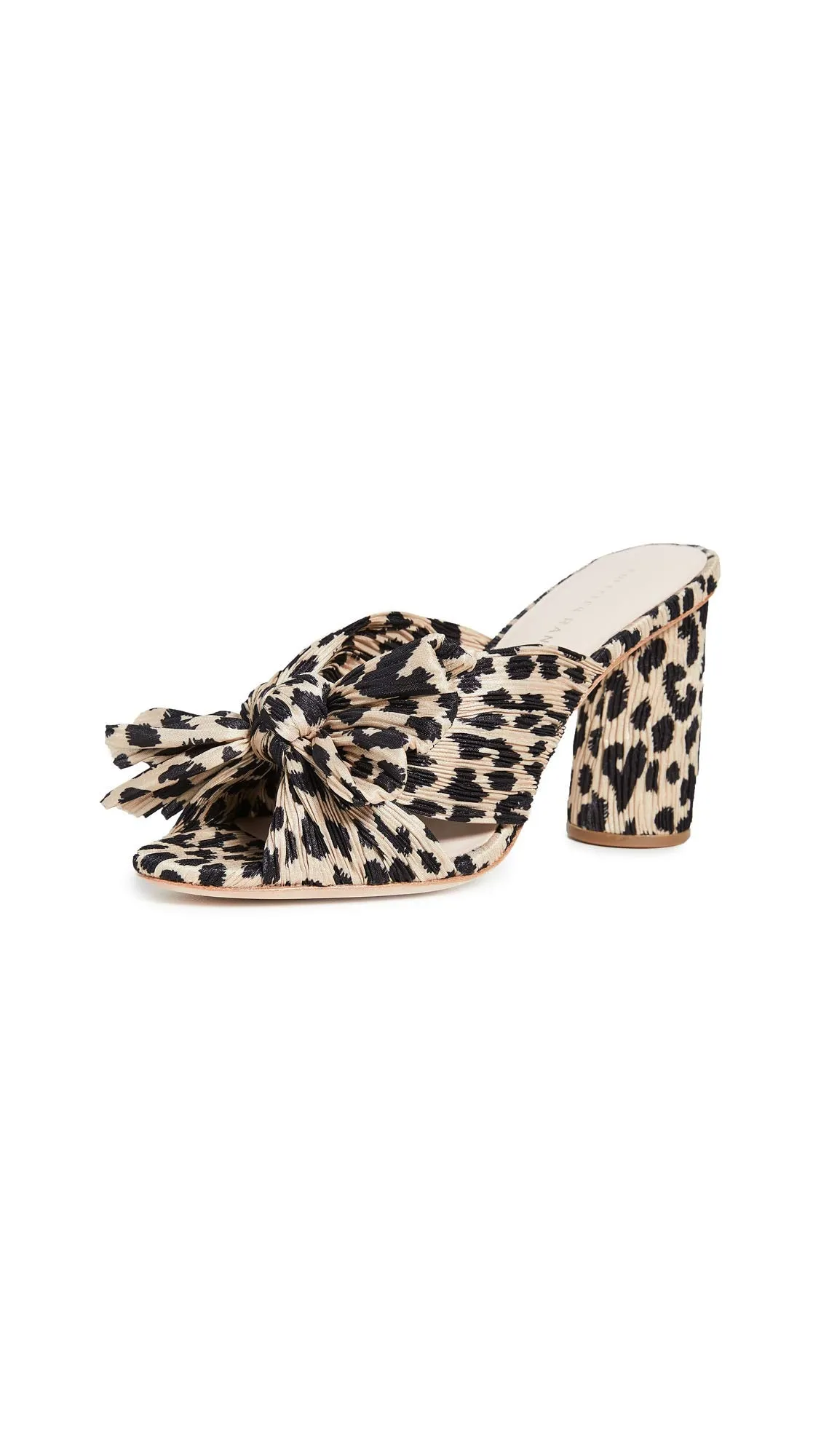 Loeffler Randall Women's Penny Pleated Bow Sandals, Leopard, Print, Tan, 10.5 Medium US