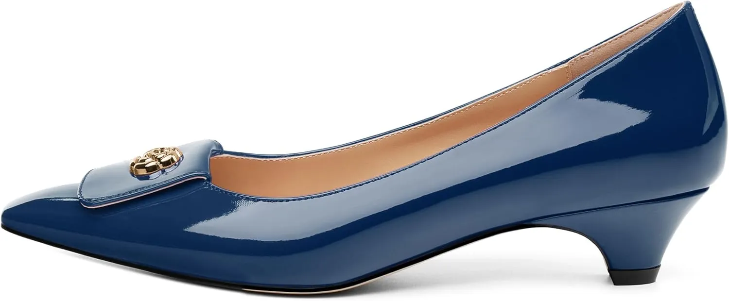 Low Heel Kitten Heel Shoes for Women. The Small Square Shaped Toe Cap is Classic and Fashionable, and They are Suitable for Various Occasions. 1.4 inches