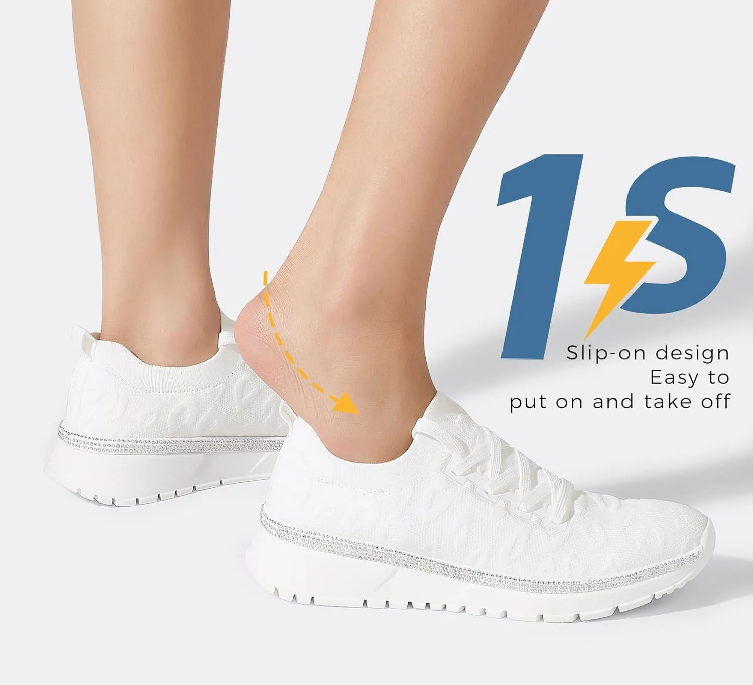 LUCKY STEP Women 's Mesh Slip on Sneaker Elastic Sock Knit Comfortable Breathable Lightweight Fashion Casual Walking Shoes