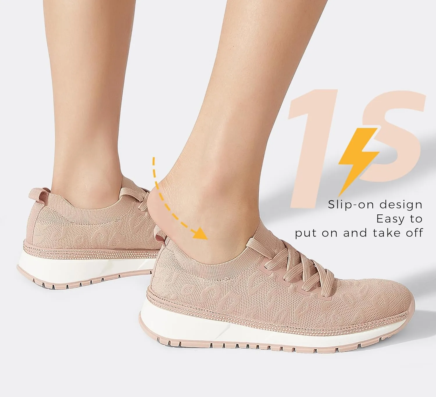 LUCKY STEP Women 's Mesh Slip on Sneaker Elastic Sock Knit Comfortable Breathable Lightweight Fashion Casual Walking Shoes