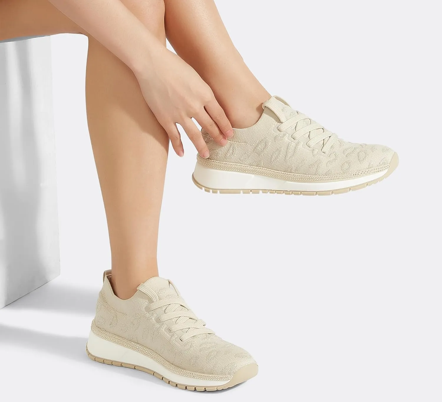 LUCKY STEP Women 's Mesh Slip on Sneaker Elastic Sock Knit Comfortable Breathable Lightweight Fashion Casual Walking Shoes