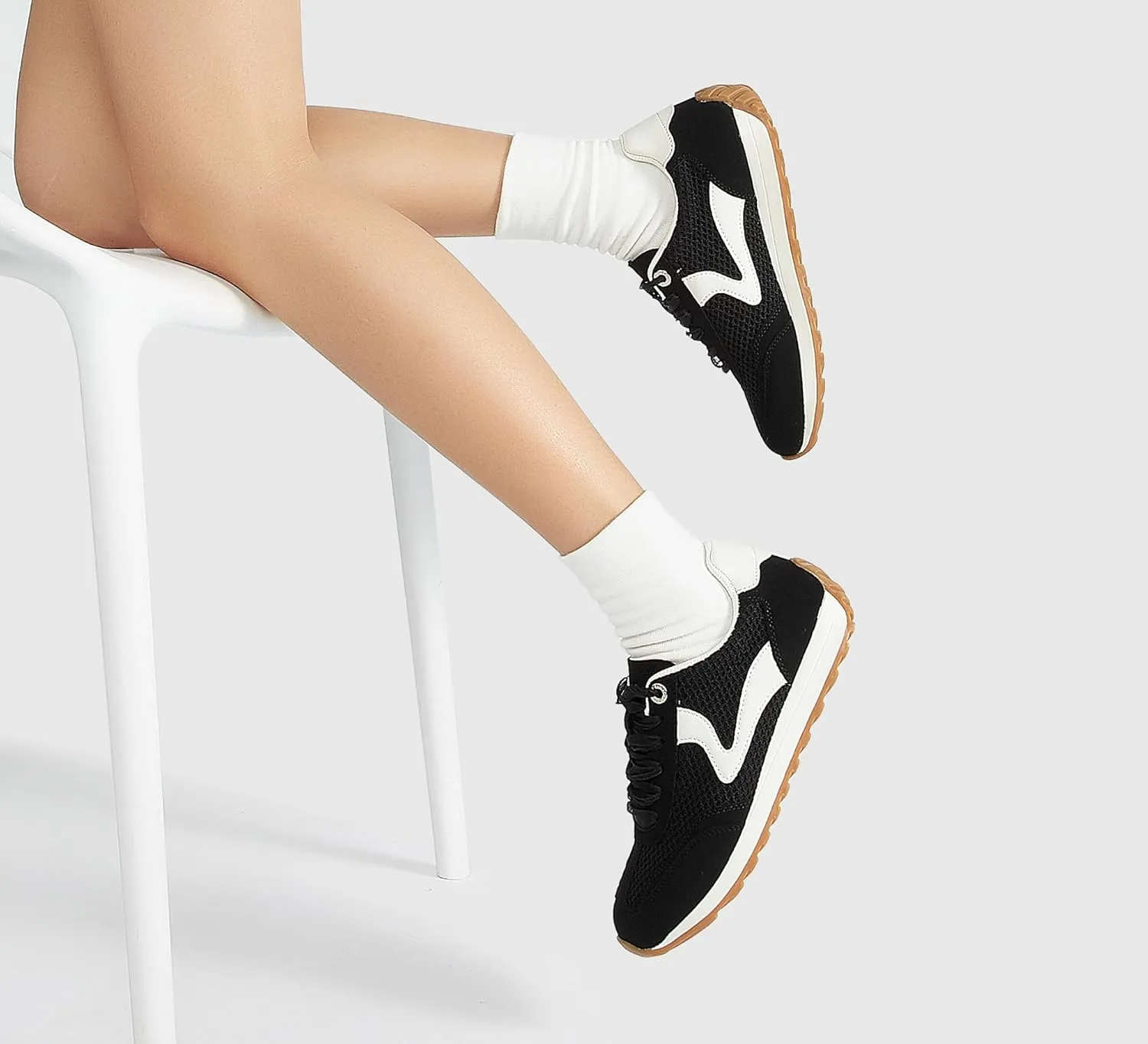 LUCKY STEP Women's Fashion Sneakers Trendy Tennis Shoes Neutral Stylish Retro Trainers Casual Running Walking Shoes