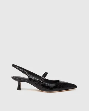 Maggie Pump - Black Croc Leather