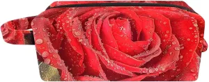 Makeup Bag Organizer,Cosmetic Bags for Women,Rose Water Drop Blossom,Small Makeup Pouch