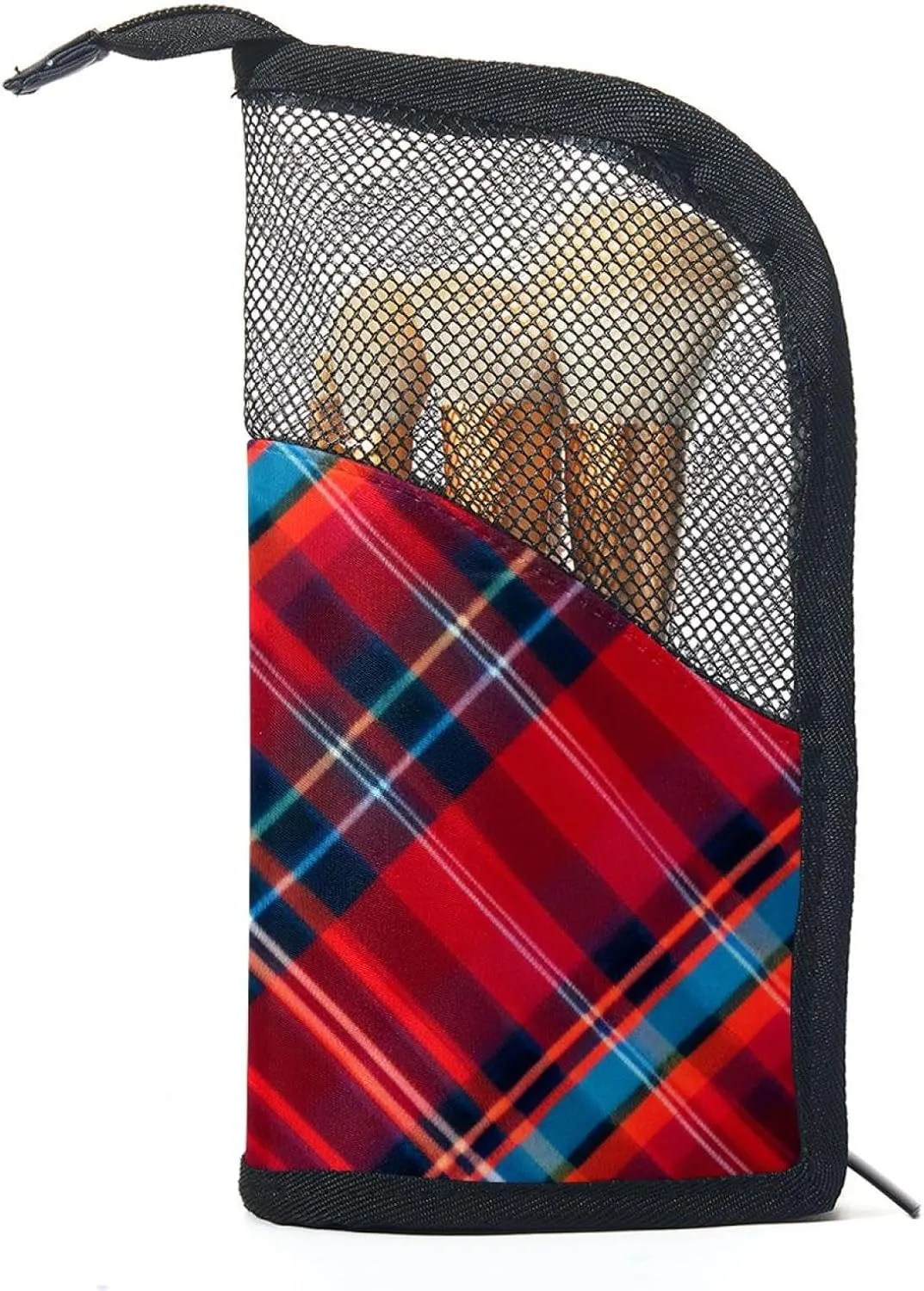 Makeup Bag Small,Makeup Travel Bag,Classic Stripe Red Plaid,Makeup Organizer Bag