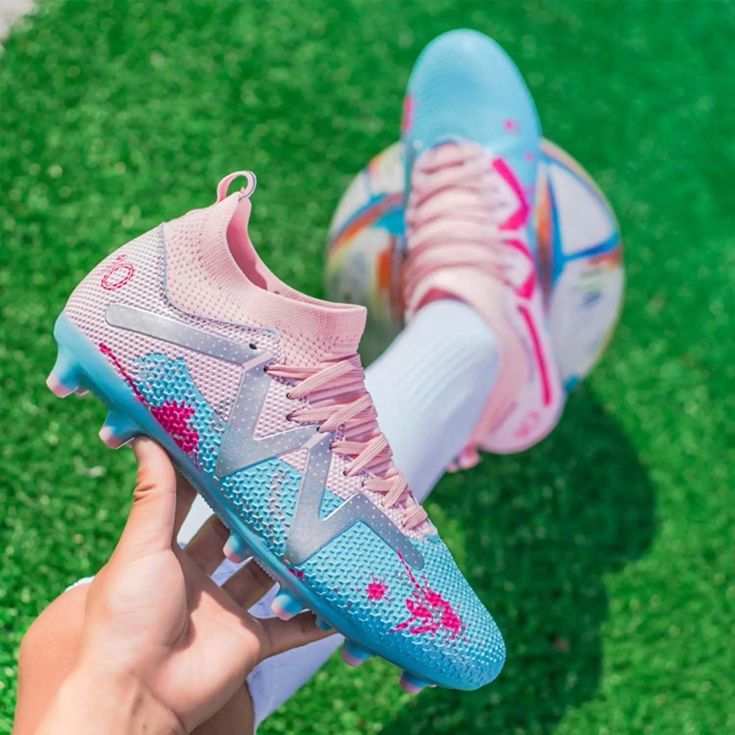 MEBAMY Kids Soccer Cleats Spikes Indoor: Comfortable High Ankle AG Youth Football Cleats Training Sneaker