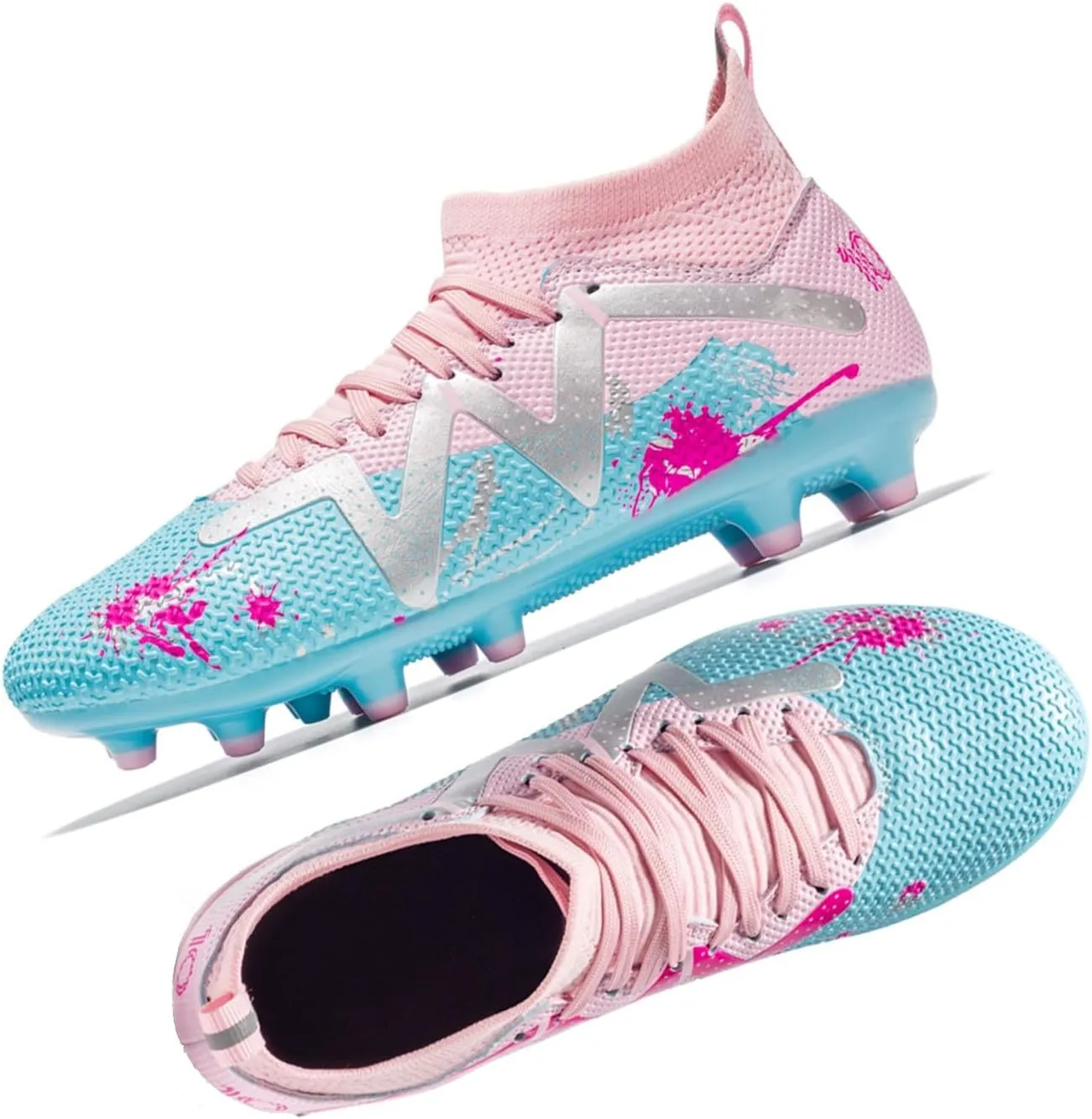 MEBAMY Kids Soccer Cleats Spikes Indoor: Comfortable High Ankle AG Youth Football Cleats Training Sneaker