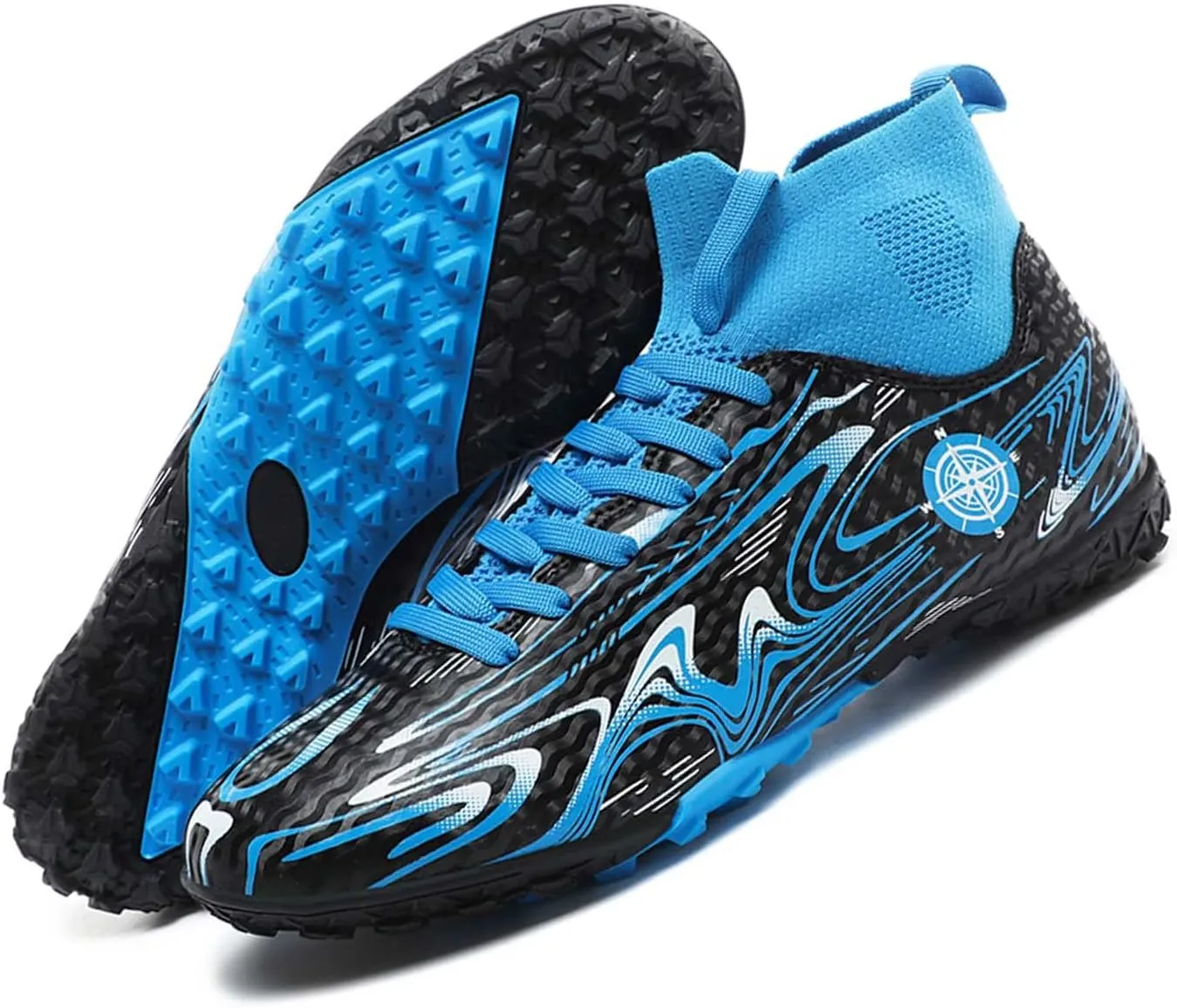 MEBAMY Unisex High top Soccer Boots Cleats Outdoor Athletic Sneaker Turf Football Shoes Spikes Indoor Youth AG Soccer Shoes