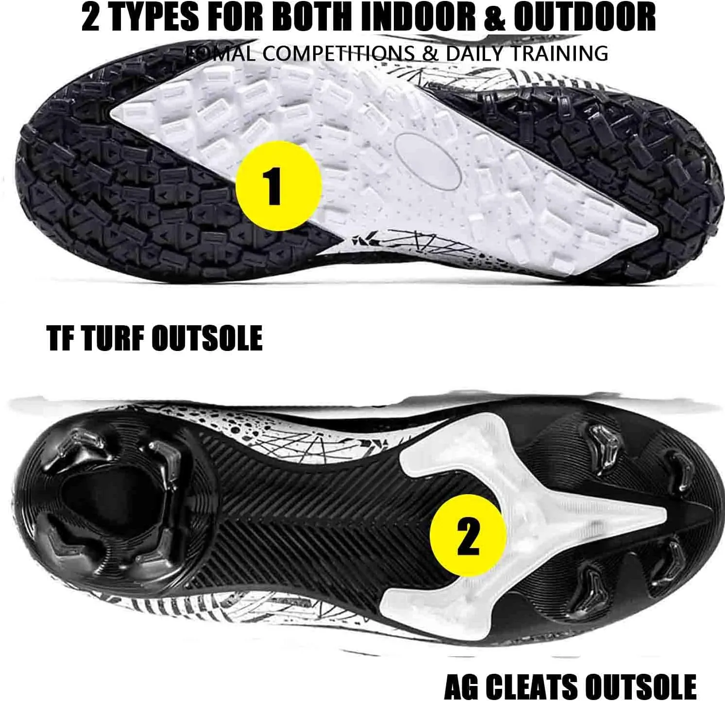 MEBAMY Unisex High top Soccer Boots Cleats Outdoor Athletic Sneaker Turf Football Shoes Spikes Indoor Youth AG Soccer Shoes