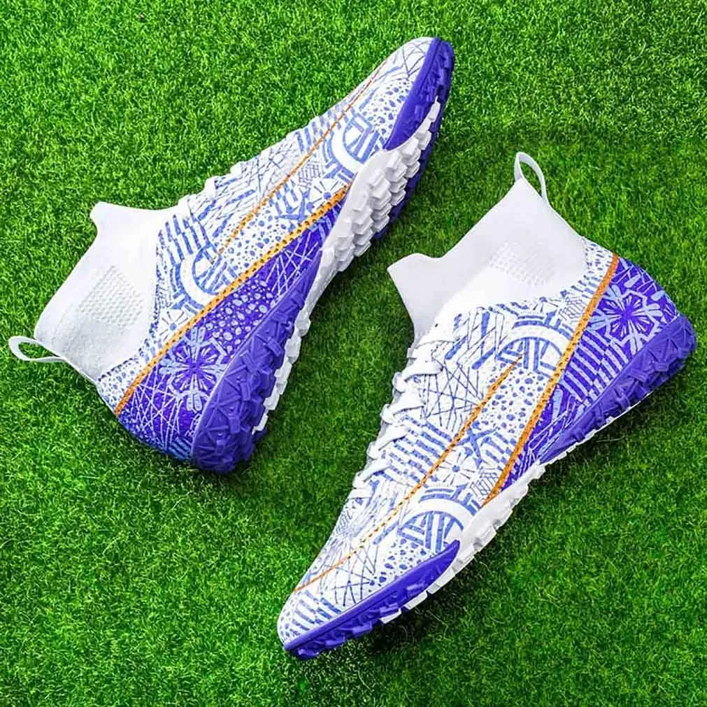 MEBAMY Unisex High top Soccer Boots Cleats Outdoor Athletic Sneaker Turf Football Shoes Spikes Indoor Youth AG Soccer Shoes