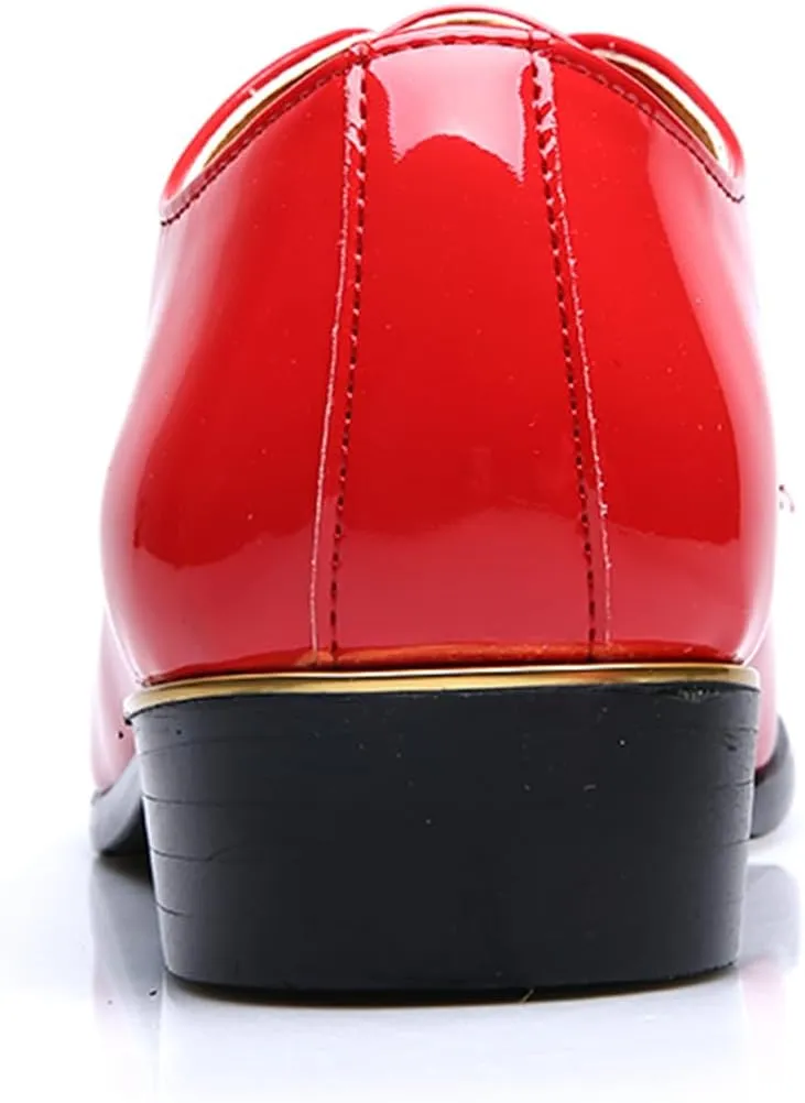 Men Dress Shoes Fashion Wedding Tuxedo Oxford Shoes Classic Pointed-Toe Lace-up Patent Leather Formal Shoes for Men