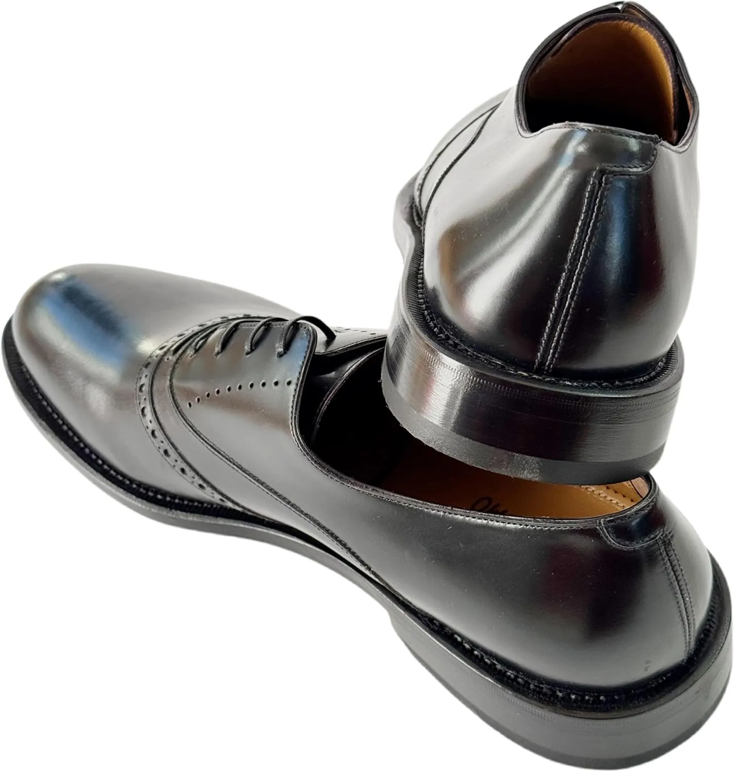 Men's 11 D TRAMEZZA Proust Black Leather Round Toe Welted Oxford Dress Shoes (Salvatore