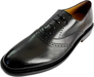 Men's 11 D TRAMEZZA Proust Black Leather Round Toe Welted Oxford Dress Shoes (Salvatore