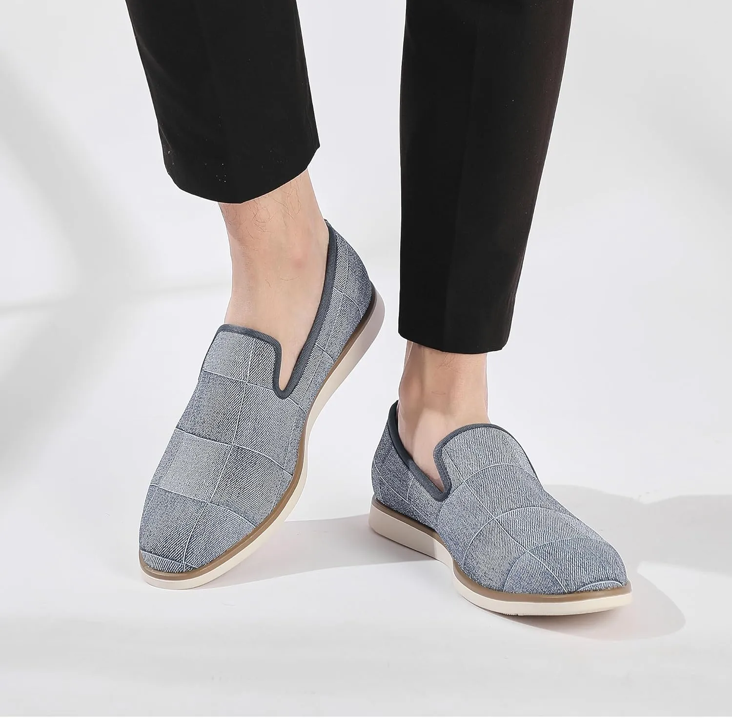 Men's Casual Loafers & Slip On Shoes Daily Commuting Comfortable Canvas Shoes Lightweight Non-Slip Walking Penny Shoes for Men
