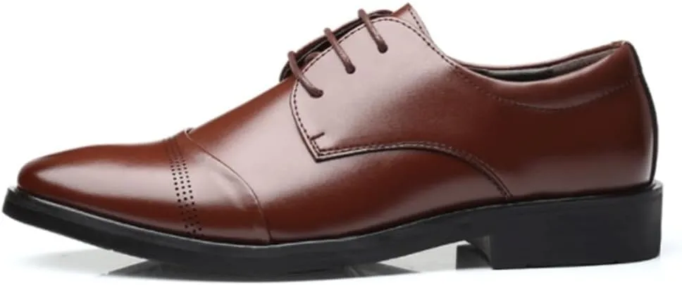 Mens Dress Shoes Casual Business Office Leather Lace Up Cap Toe Oxfords Wedding Formal Classic Shoes for Men Comfortable