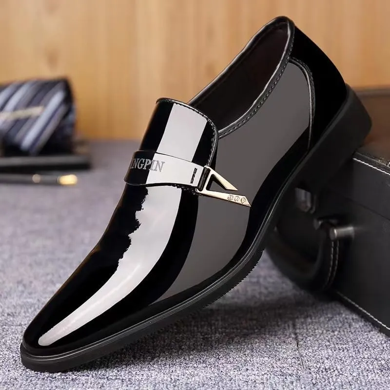 Mens Fashion Dress Shoes All-Day Comfort Non-Slip Oxfords Shoes Men's Slip-On Pointed Toe Modern Wedding Office Work Tuxedo Derby Shoes