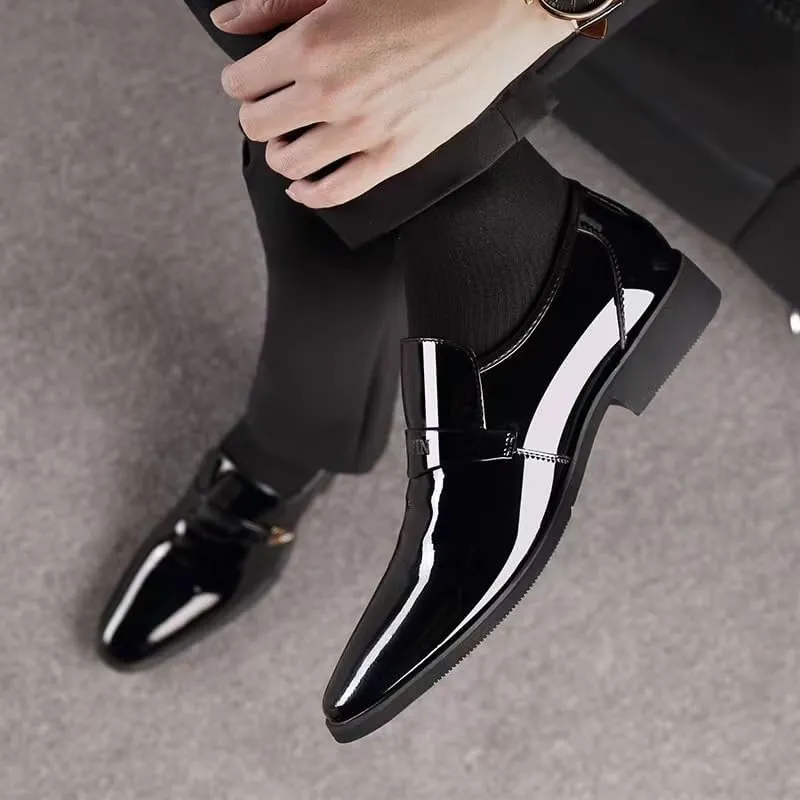 Mens Fashion Dress Shoes All-Day Comfort Non-Slip Oxfords Shoes Men's Slip-On Pointed Toe Modern Wedding Office Work Tuxedo Derby Shoes